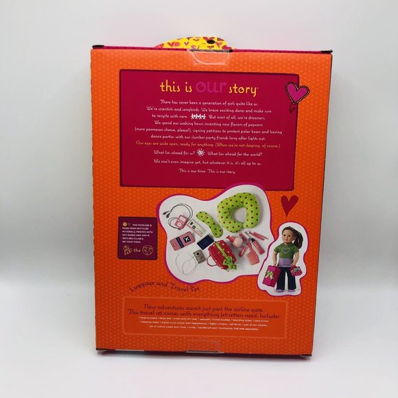 Our Generation Luggage And Travel Set Pink Green Polka Dots 2020 NEW IN BOX - Picture 2 of 5